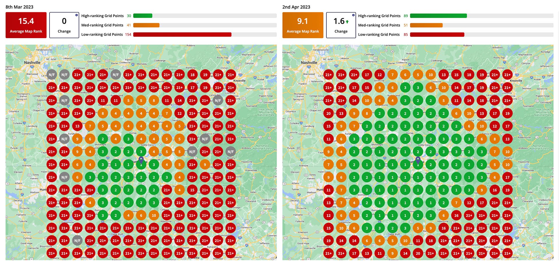 Local Search Ranking Heat Maps