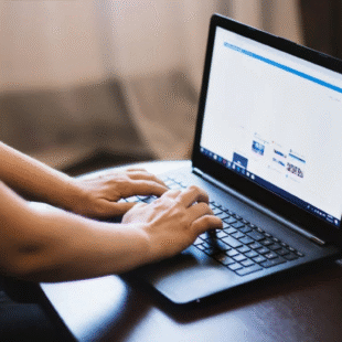 Person working on laptop implementing AI in marketing tools for business growth
