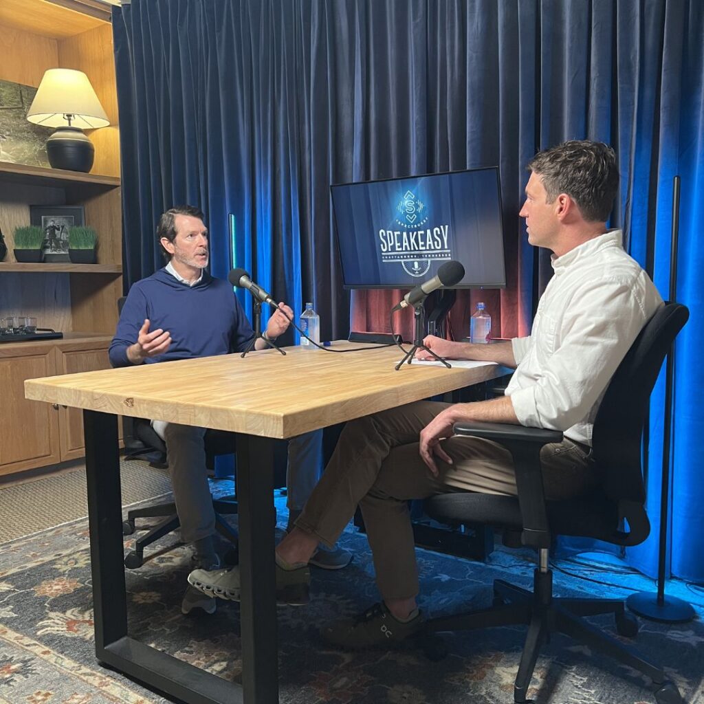 Ben Brown discussing Long-Term Private Equity strategy during a live Spectruss Speakeasy podcast interview.